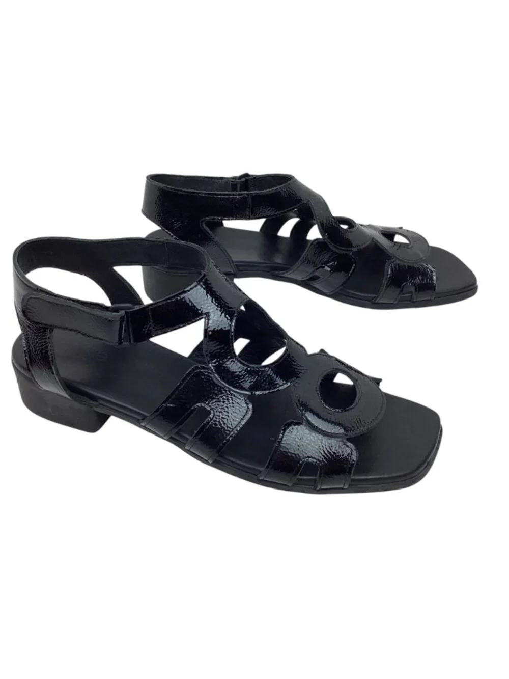 Arche Milyki Patent Leather Womens 41 Slingback Open Toe Sandals Black